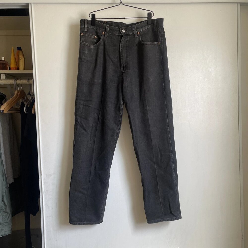 Men’s Levis 550 Black Waxed Jeans 38x32 Relaxed Made In USA